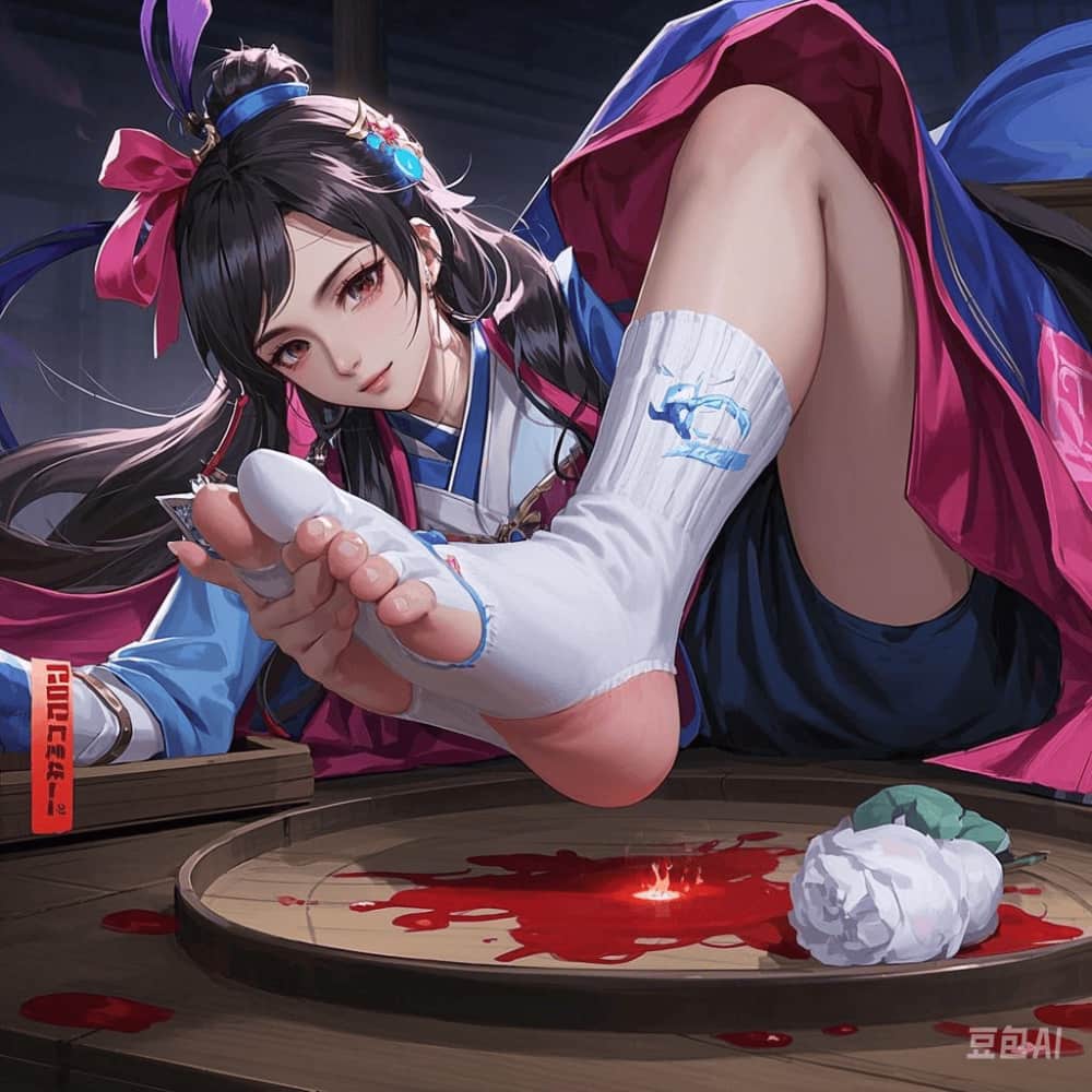 元芳挠云樱白袜脚心图片AI绘制_1