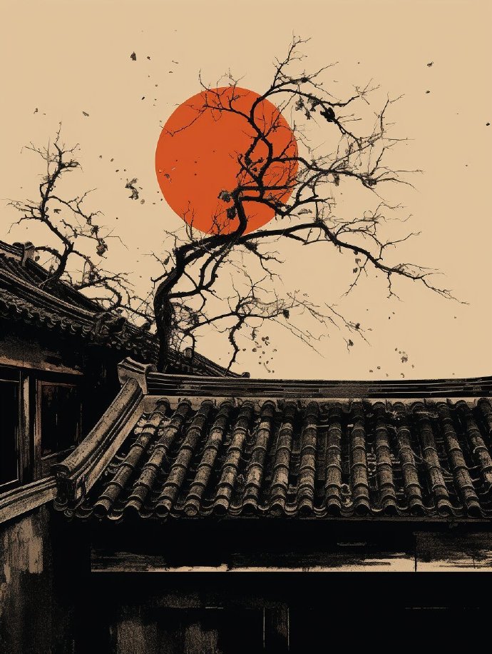 枯藤老树昏鸦 ​​Ai二次元唯美图片_2