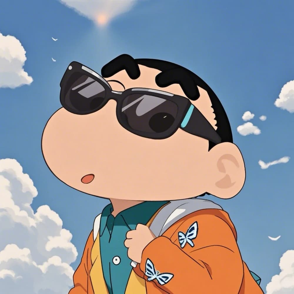 蜡笔小新戴墨镜治愈系少年头像图片_3