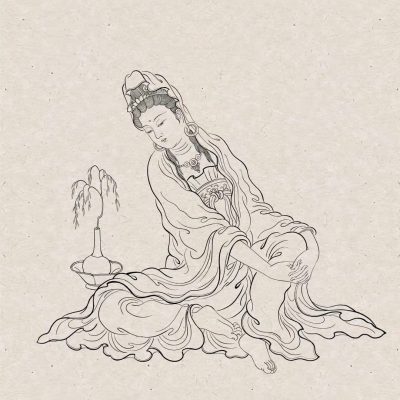 自在观音简单线条图片